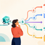AI agents in daily workflows illustration showing a human supervising an AI helper across calendar, email, documents, spreadsheets, and files.