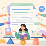 Editors revise a shared document from opposite sides while rules, sources, and a facilitator balance consensus